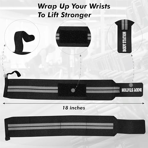 Image of Pro Weightlifting Wrist Wraps with Thumb Loop | Adjustable Gym Wrist Support for Men & Women - Powerlifting, Crossfit, Strength Training & Pain Relief