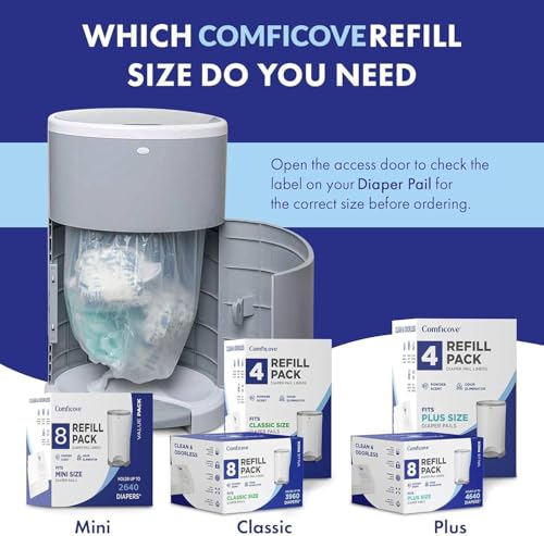 Image of Comficove Refills Compatible with DEKOR MINI Diaper Pails | 8 Pack | Extra Thick Diaper Pail Refill Liners | Fresh Scent | Easy to Replace and Dispose of Diaper Bag | Odorless Baby Diapers Disposal