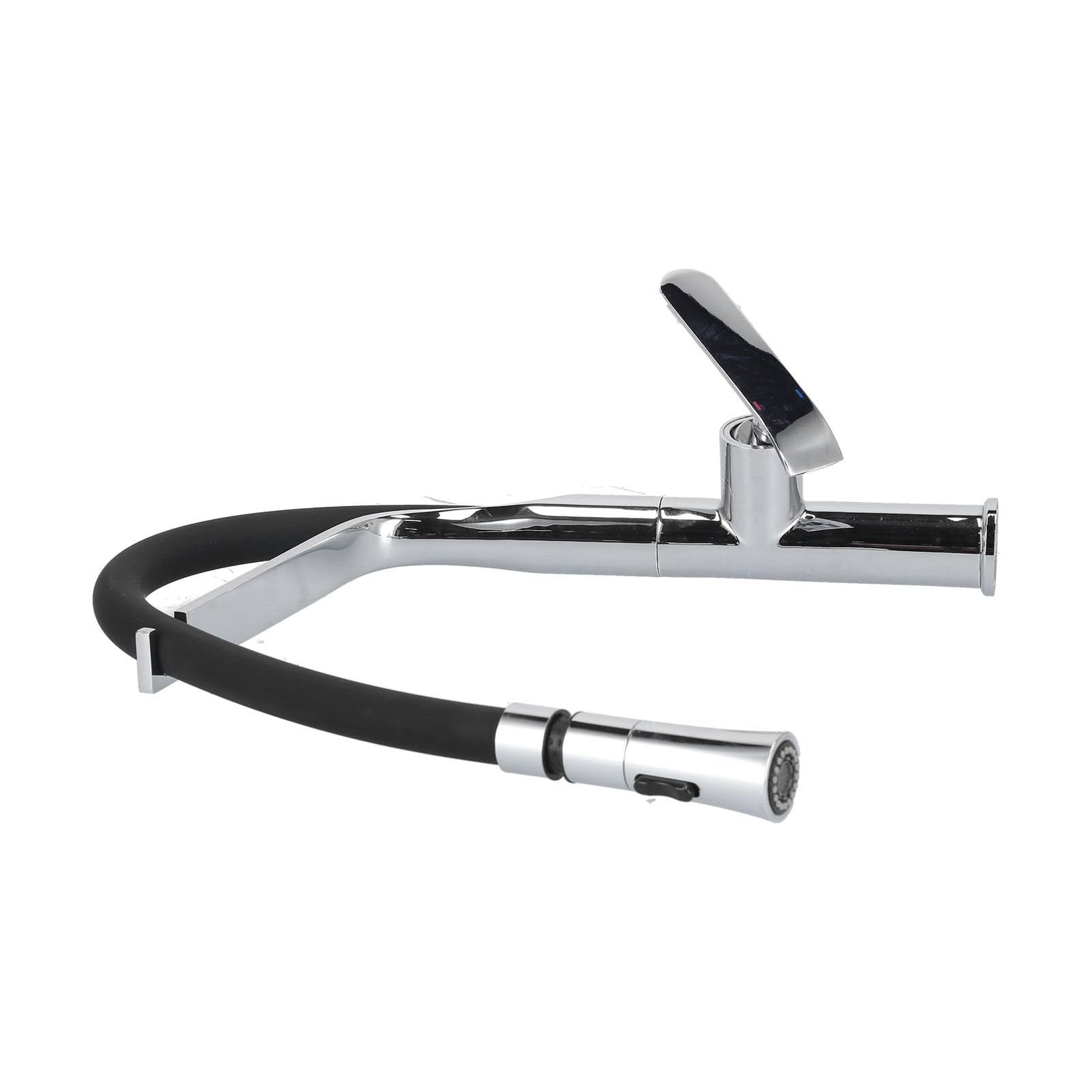 Grifo de cocina extraíble giratorio de 360 grados de doble uso con válvula de cerámica, control de agua fría y caliente para fregadero de cocina, latón chapado en plata, silicona, plástico ABS