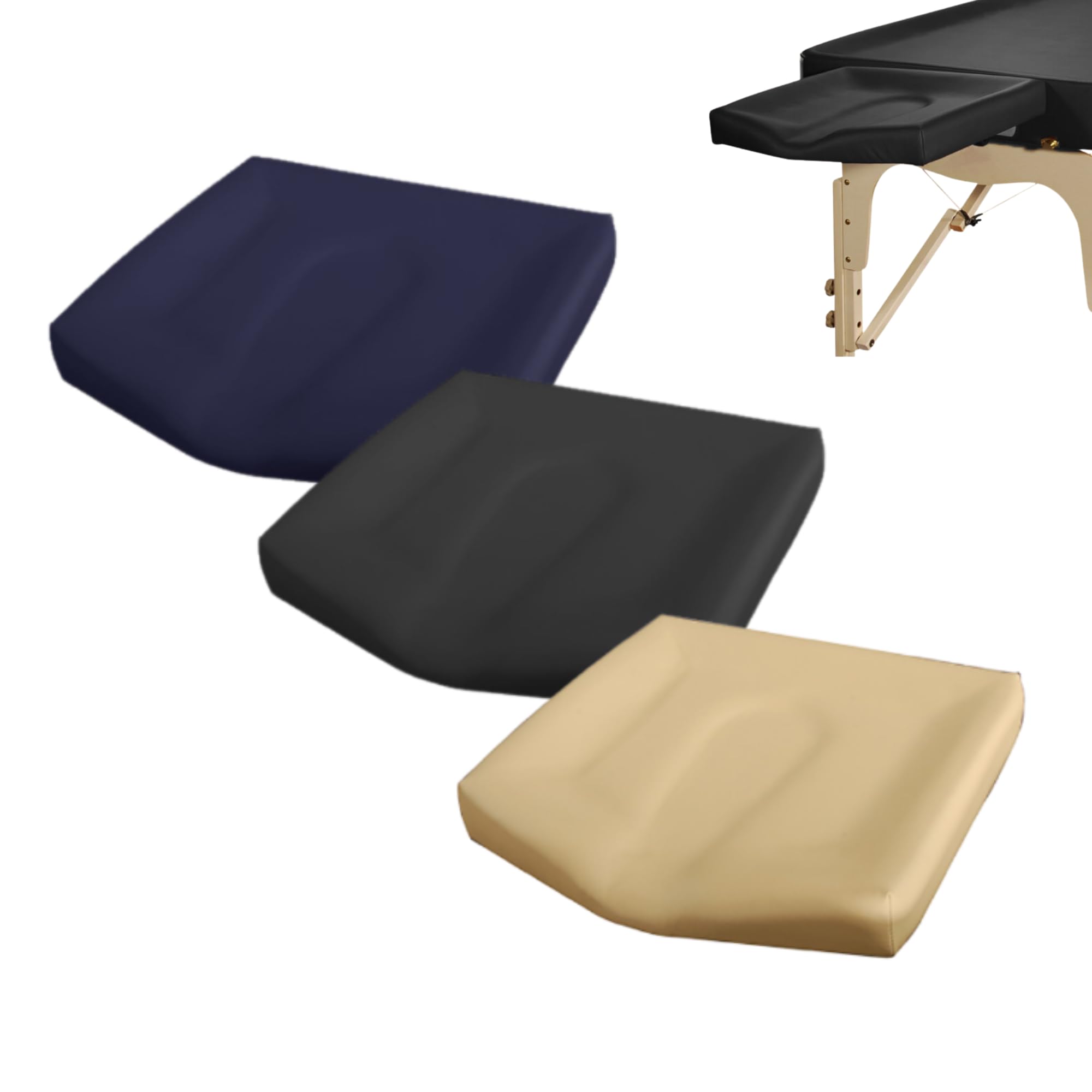 Ayurvedic Head Rest Cushion - For Ayurveda Massage Therapy - Ridged Edges for Zero Oil Spillage + Semi Firm Foam + PU Upholstery - Fits All Head Cradles + Can Be Used For All Massage (Navy)