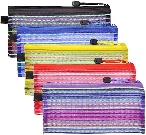 Plastic Mesh Zipper Pencil Pouch B6 Net Zipper Pouch Travel Mesh Bag Colorful Small Pencil Pouches with Zipper to Storage Cosmetics Stationery Supplies (Multicolor) (Rainbow, 5, Pouch)-image-47