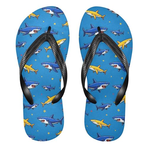 Flip Flop Sandals Sharks Cartoon Print for Women Men Beach Outdoor XS