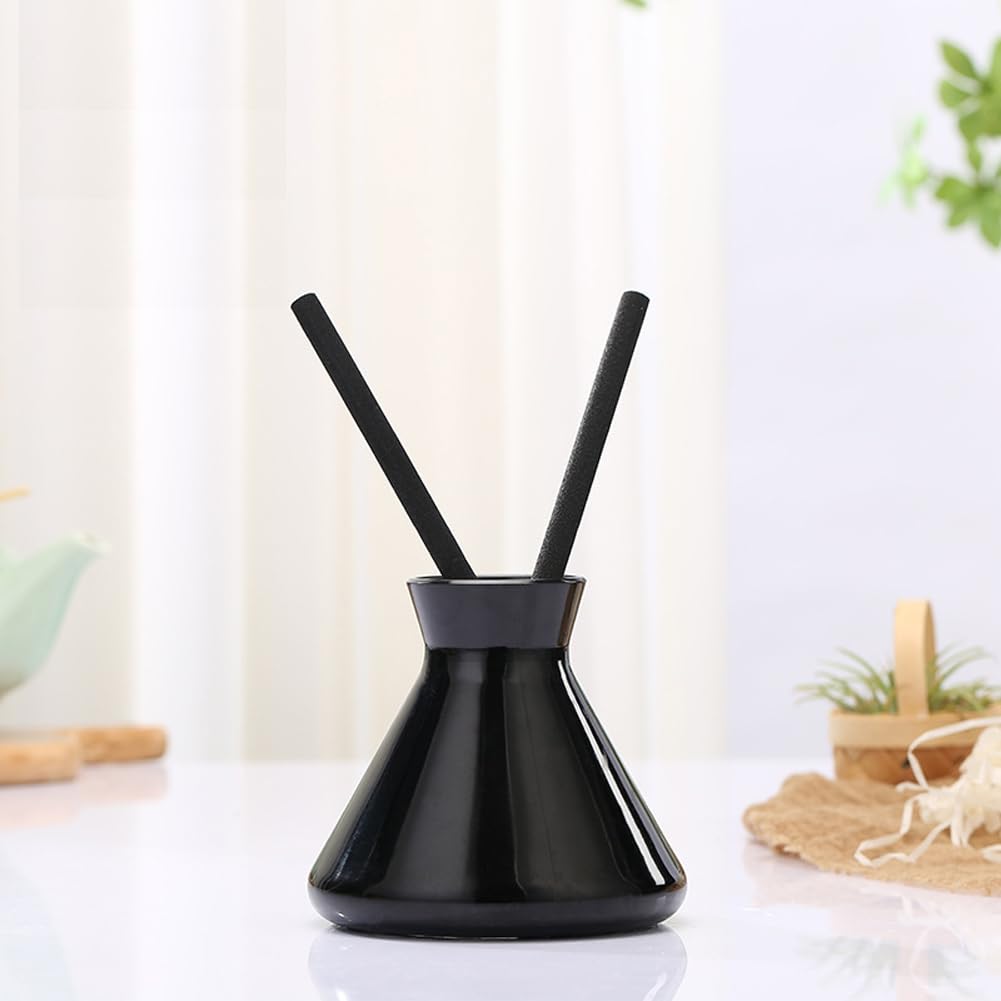 luzen 1Pc 200ml Empty Glass Essential Oils Diffuser Bottle Aromatherapy Jar Container Fragrance Reed Diffuser Bottle for Essential Oils Fragrance Accessories for Home Office Spa Yoga Room, Black