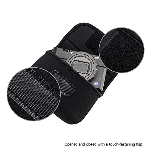 JJC Neoprene Compact Camera Case Pouch with Wrist Strap for Ricoh GR IV IIIx III II for Sony Z-V1 RX100 III IV V VA VI VII for Canon G7X Mark III II SX720 for Olympus TG-5 TG-4 TG-3 Fuji XF10 (Black) - Image 3