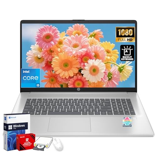 Image of HP 17.3 inch Business Laptop, 20GB RAM 512GB SSD, FHD Anti-Glare Display, Intel 10-Core i5-1334U (Up to 4.6GHz), Backlit Keyboard, Fingerprint Reader, Win 11 Pro, Copilot AI for Office Work & Study