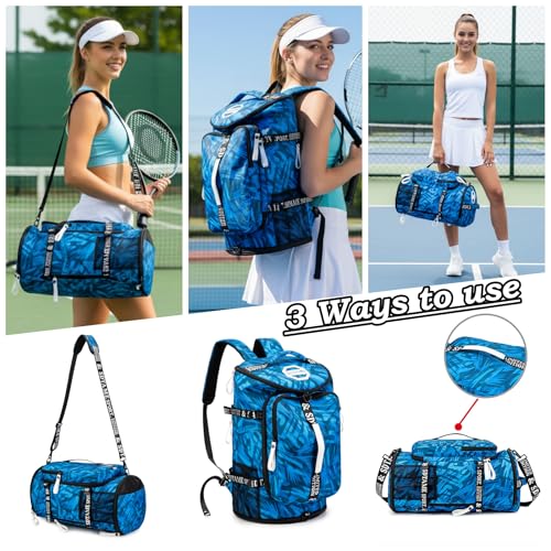 Image of Gym Duffle Bag Backpack,4‑Way Waterproof with Shoe Compartment Travel Hiking Laptop
