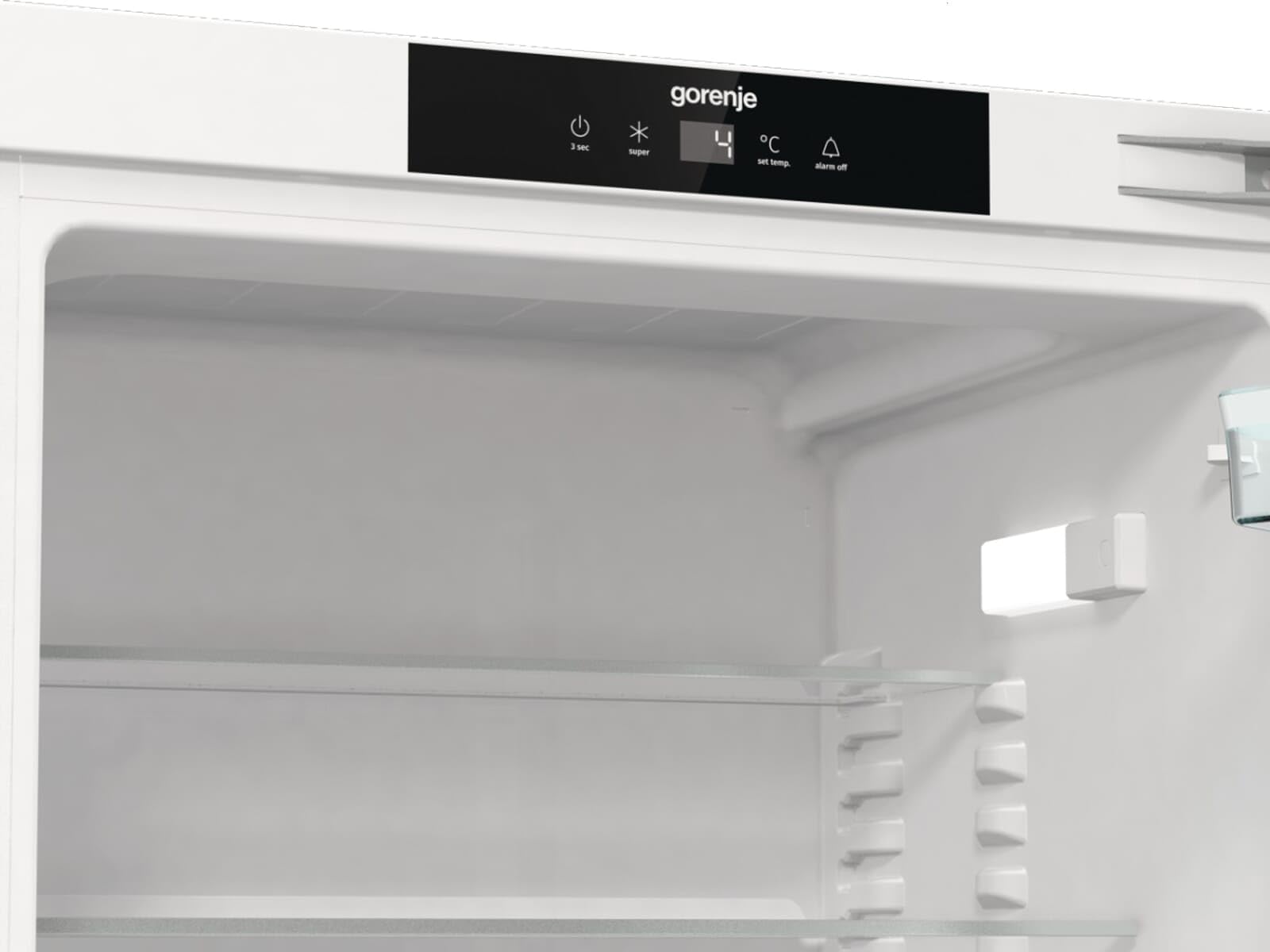 Gorenje RIU609EA1 lodówka stołowa do zabudowy/88 nisz/zawias drzwiowy stały/EEK E/138 litrów/SuperCool/cyfrowy wskaźnik temperatury/oświetlenie LED/wymienne zawiasy drzwiowe/wys. x szer. x gł.: 81,8 x