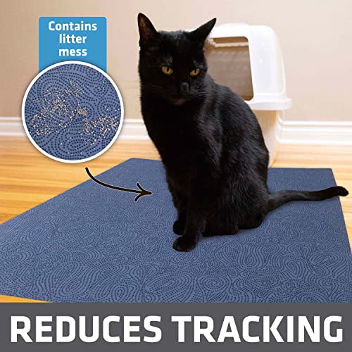 Image of Drymate Cat Litter Box Mat, Litter Trapping Mat, Waterproof, Urine-Proof, Absorbent, Machine Washable, Soft on Paws, Contains Mess, Protects Floors, Kitten Supplies, Blue, 29x36 XL