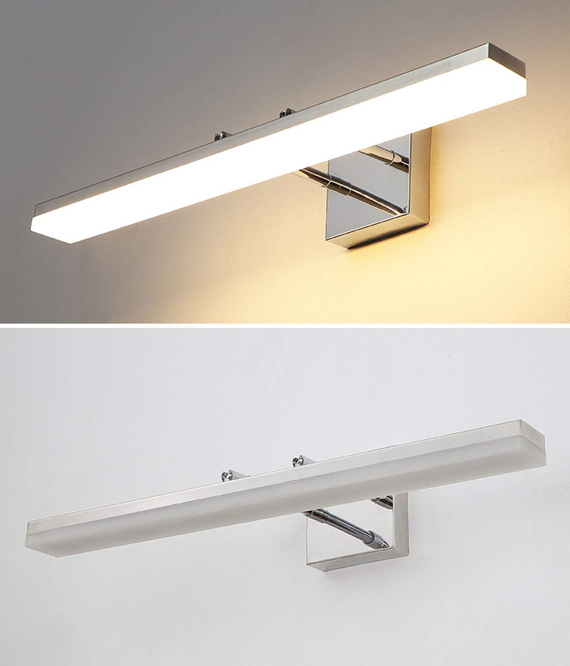 Luz espejo baño, luz espejo LED, luz pared retráctil sobre espejo, impermeable, acero inoxidable y acrílico, iluminación maquillaje giratoria, luces imagen para cocina, blanco neutro 4000K