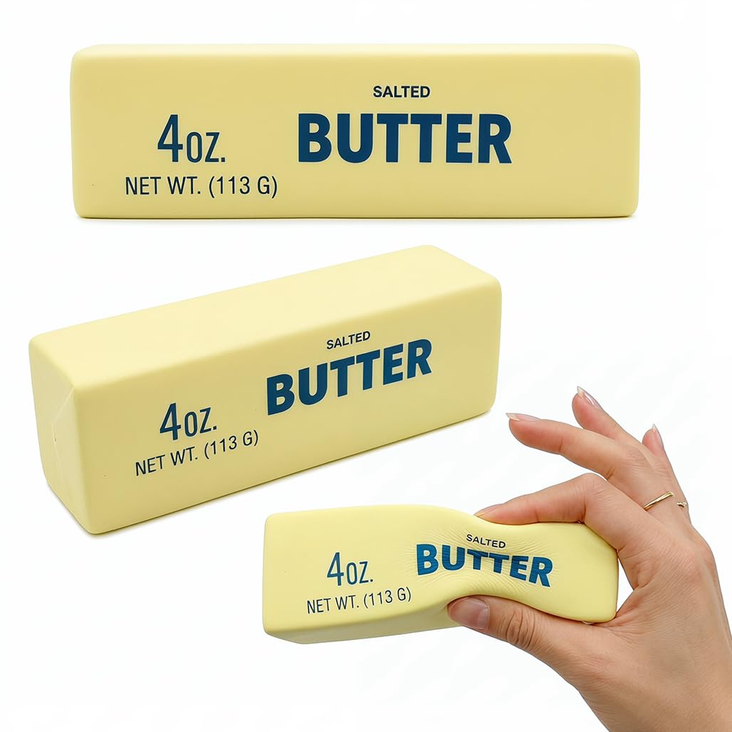 2PCS Butter Squishy, Soft Butter Stress Relief Toy, Realistic Large Butter Quishy, Anxiety Relief Fidget Sensory for Office, School & Travel