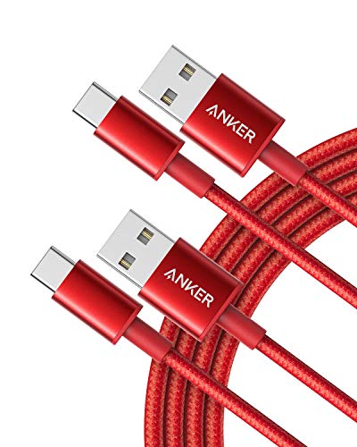 Usb Type C Cable, Anker [2-Pack 6 Foot] Premium Nylon Usb-C To Usb-A Fast Charging Type C Cable, For Samsung Galaxy S10 / S9 / S8 / Note 8, Lg V20 / G5 / G6 And More(Red) #TOP6