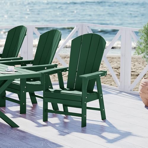 WestinTrends Malibu Malibu Outdoor Patio HDPE Plastic Adirondack Dining Chair Dark Green