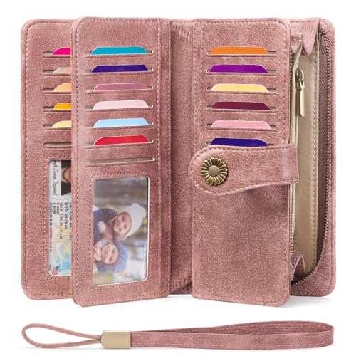 Image of FALAN MULE Wallets for Women Trifold Wristlet Wallets Large Capacity RFID Blocking Ladies Purse Credit Card Holder