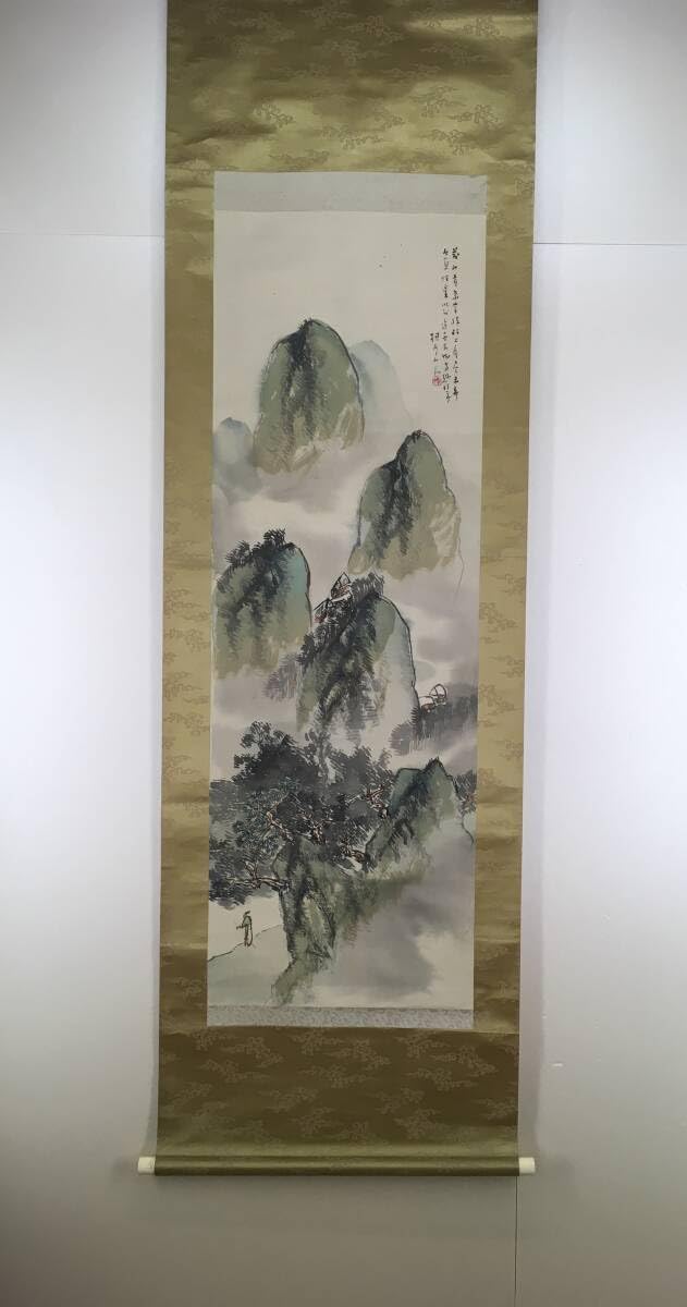 Amazon.co.jp: [真作：新たな南画世界！／[松林桂月青緑山水図・絹本  