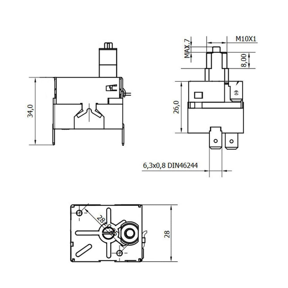 Easyricambi Thermostat sécurité pour poêle à pellets capillaire 1,5 m, 90/110 °C, réarmement manuel