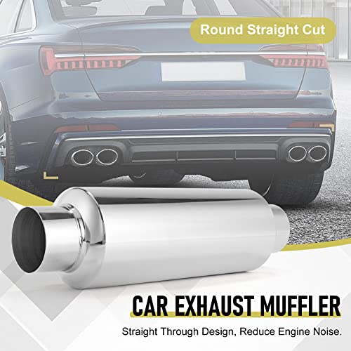 Lobamop Auto Auspuff SchalldäMpfer 2,5 Einlass Edelstahl Universal Resonator 12 LangleistungsschalldäMpfer