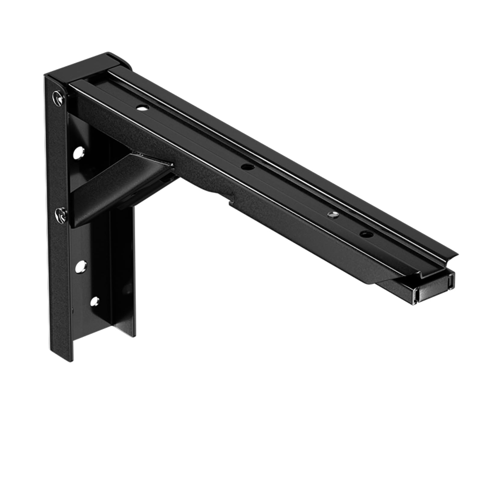 2 Piezas Soporte Estantería Plegable Escuadras Abatibles Soporte de Estante de Pared de Acero Carbono Escuadras Estanterias para Bancos de Trabajo,con Tornillos,Negro (500mm)
