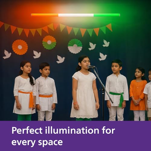 Image of EcoLink 20W Tricolour LED Batten Light | Sleek Slim LED Tube Light | Energy Efficient with Surge Protection | Ideal for Home, Office & Decorative Lighting | 3-in-1 Colour Changing, Pack of 1