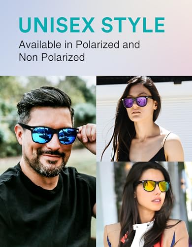 Image of zeroUV - Classic Colored Mirror Lens Square Horn Rimmed Sunglasses for Men Women