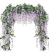 3Pcs 7.2Ft/Piece Artificial Flowers Wisteria Garland Artificial Wisteria Vine Hanging Flower Gree...