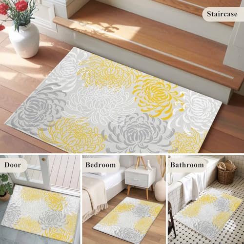Tapete rectangular amarillo 2x3 pies antideslizante lavable miniatura 6