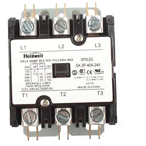 Holdwell SA-3P-40A-24V 3 Pole 40 Amp 24V Coil Definite Purpose Air Conditioner Contactor Cover