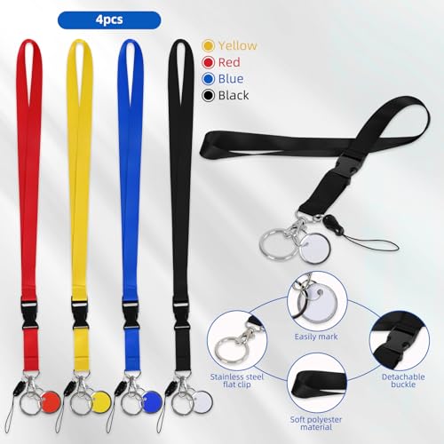 Image of Neck Lanyard with Release Buckle 4 Pack, Key Tags Rings Chain 4 Colors, for Phone,ID Badge Holder, Keys, Women Men Cruises Ships Nurse Doctor Office Gifts