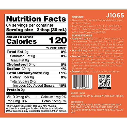 Tea Zone J1065 64 Fl. Oz Peach Syrup For Tea, Beverages thumb #2