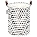 Sea Team Panier à Linge Panier à Linge en Tissu Toile Corbeille de Rangement Pliable avec poignées en Cuir PU et Fermeture à Cordon, 17,7 x 13,8 Pouces, intérieur étanche
