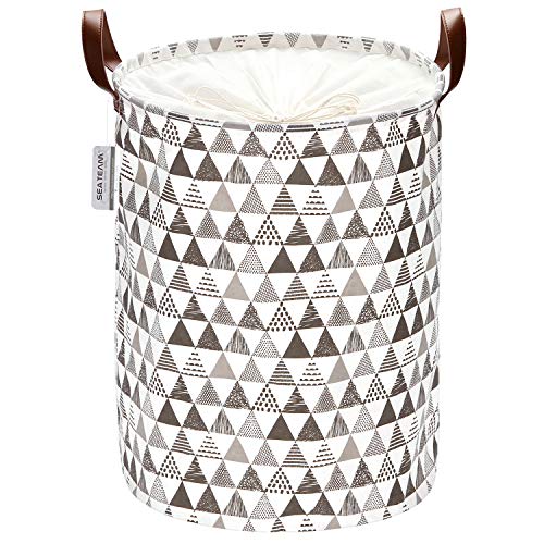Sea Team - Cesto de lavandería con diseño de Flechas, cesto de lavandería Tela Lona, contenedor Almacenamiento Plegable con Asas de Cuero sintético y Cierre cordón, 50 x 40 cm, Interior Impermeable