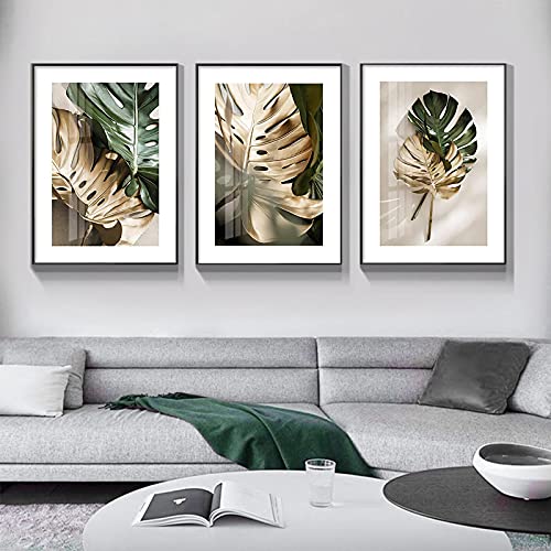 Affiche scandinave feuilles vertes pour une atmosphère zen et peinture moderne de salon