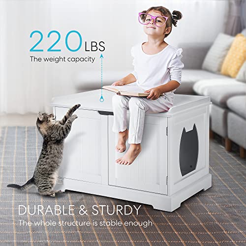DEStar Hidden Litter Box Enclosure Wooden Cat Washroom Storage Cabinet End Table Indoor Decorative Pet House with Double… - Image 7