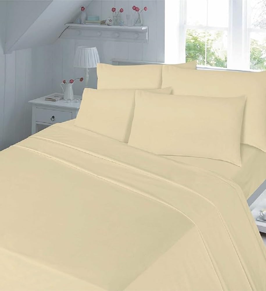 VL Luxury Flannelette Flat Bed Sheet – Soft Flannel Thermal Warm Top Sheets in 10 Colours – 100% Brushed Cotton – UK (Latte, King Flat Sheet)