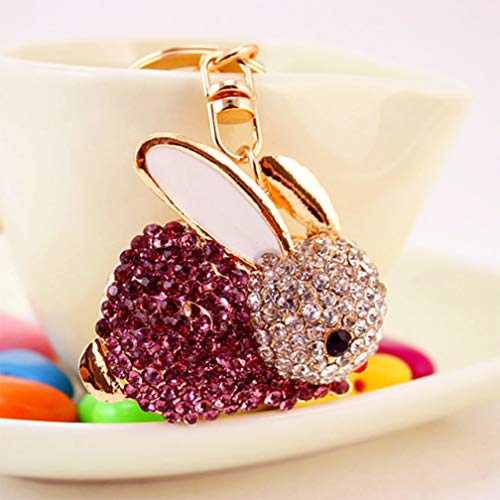 Cute Rabbit Shape Crystal Rhinestone Sparkling Keychain Bag Pendant Handbag Charm for Women Girls4