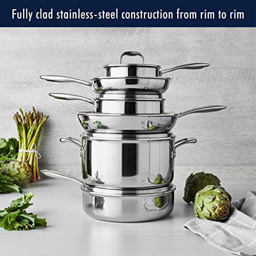 Henckels Clad Impulse 10-Pc 3-Ply Stainless Steel Pots And Pans Set, Cookware Set, Fry Pan, Saucepan With Lid, Saute Pan With Lid, Dutch Oven With Lid, Stay-Cool Handles, Induction Stove Compatible #TOP1
