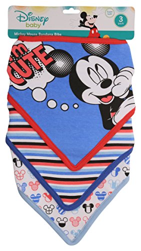 Disney Mickey Mouse 3 Piece Bandana Bibs, Blue Mickey I'm Cute Print