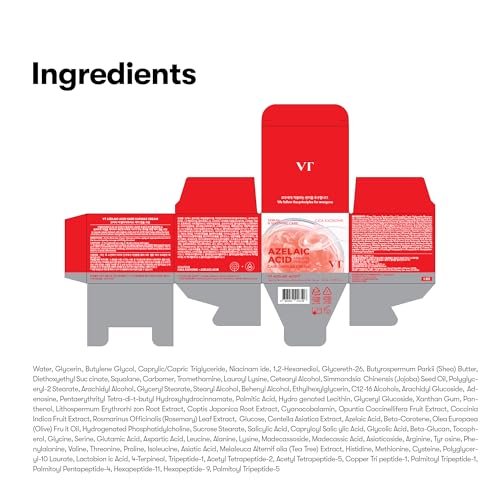 Image of VT COSMETICS Azelaic Acid Care Capsule Cream - Facial Moisturizer for Blemish-Prone & Redness-Prone Skin | Pore Refining & Soothing Care, Lightweight & Hydrating, AHA BHA PHA LHA | Korean Skin Care