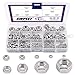 Swpeet 310Pcs Metric 304 Stainless Steel 9 Sizes Hex Nuts Assorment Kit, Coarse Thread Hexagon Nut 9 Sizes - M2 M2.5 M3 M4 M5 M6 M8 M10 M12