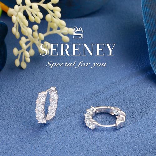 Sereney 925 Sterling Silver Hoop Earrings for Women, Silver Hoop Huggie Earring as Hypoallergenic Earrings for Women, White Gold Jewelry with High-Carbon Diamond as Hypoallergenic Earrings3