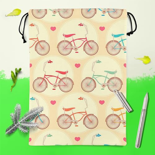 Image of ArtzFolio Bicycles & Pink Hearts | Reusable Sack Bag | Bag for Gym, Storage, Vegetable & Travel