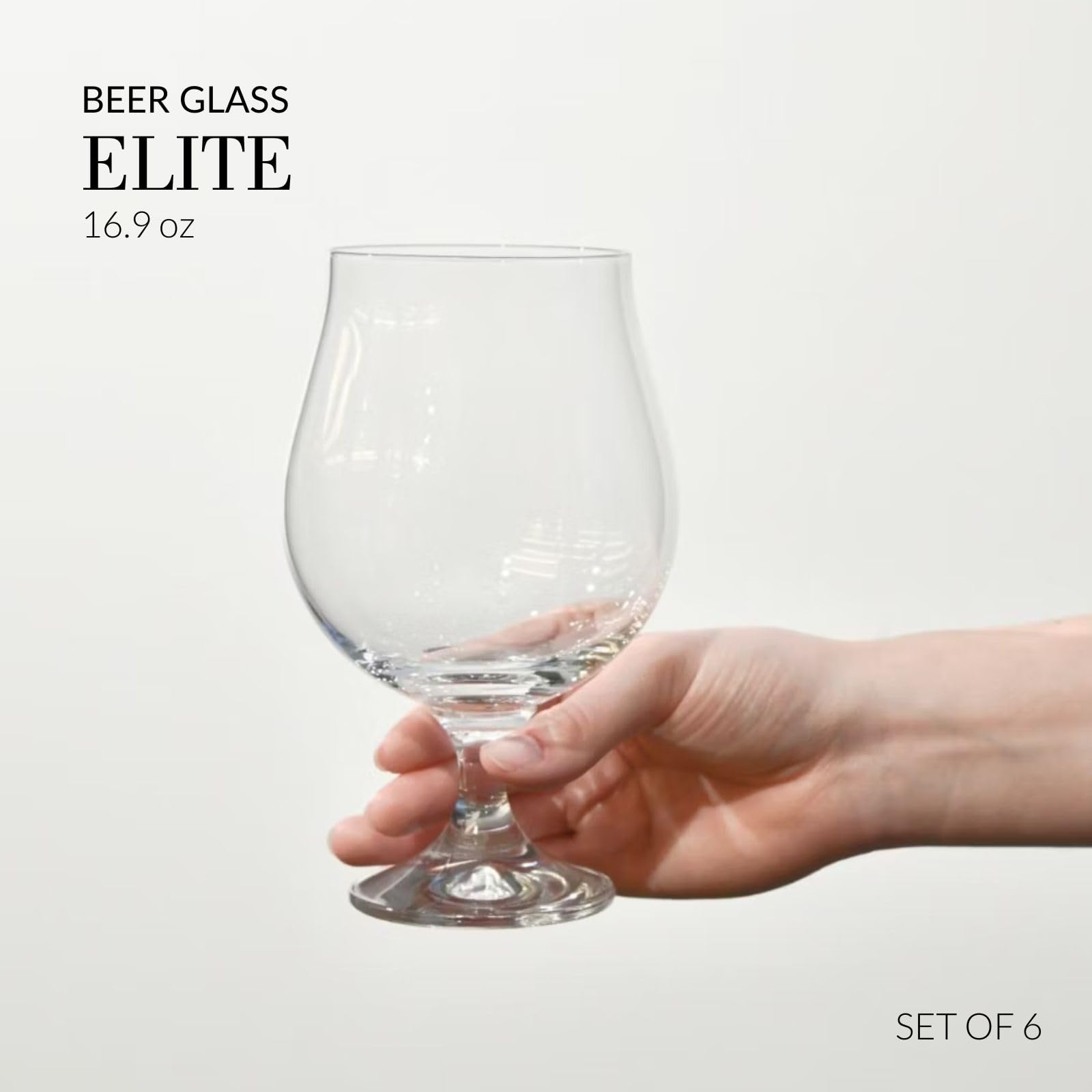 KROSNO Vasos de cerveza Dark Ale Stout, juego de 6 unidades, 16.5 onzas, colección Elite, perfecto para el hogar, restaurantes y fiestas, apto para lavavajillas y microondas