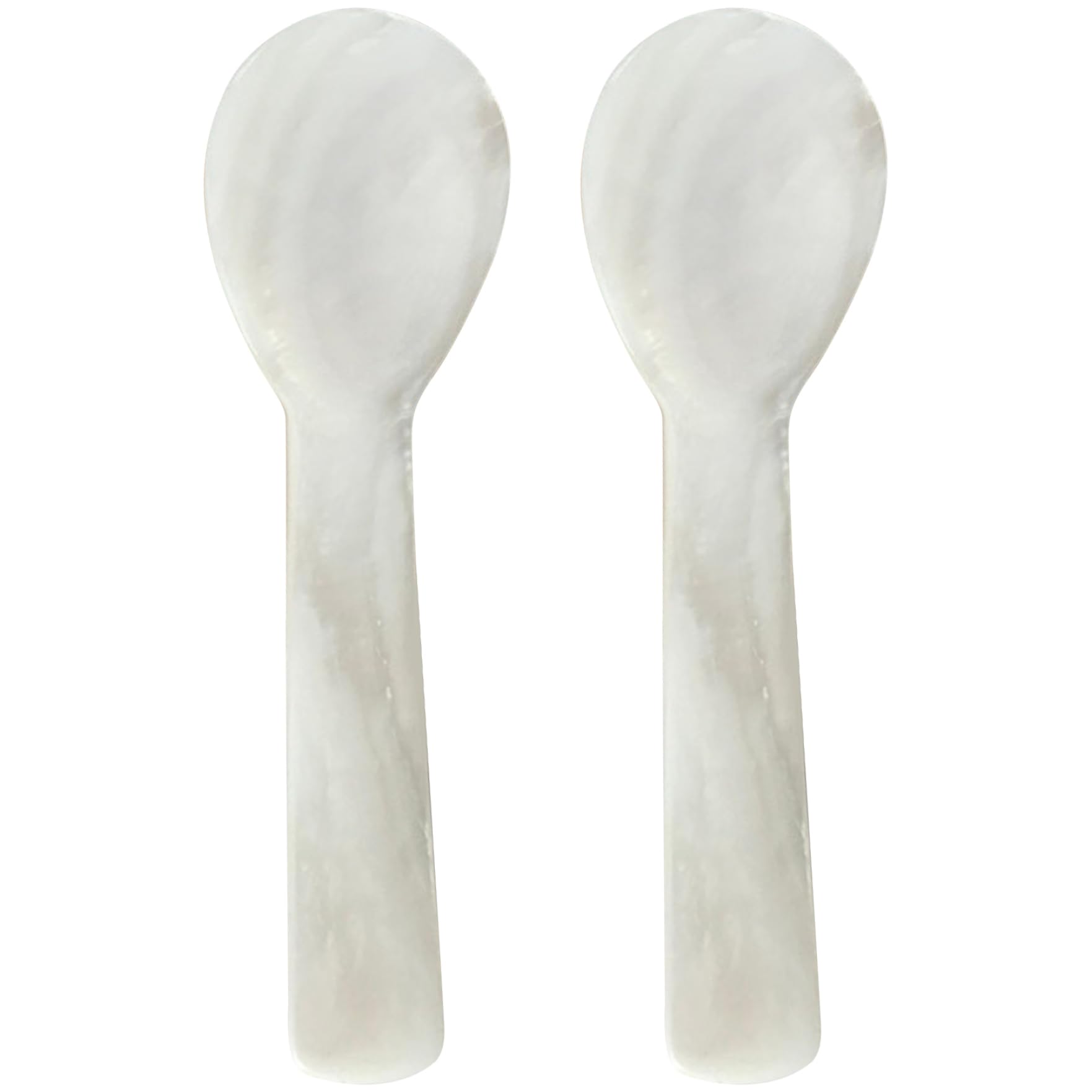 Caviar Spoons 2Pcs Mother of Pearl Spoon 3.5'' Caviar Spoons with Round Handle Caviar Server Spoon for Caviar Egg Ice Cream Coffee Restaurant Serving Caviar Spoons Mother of Pearl Serving Spoon Mothe