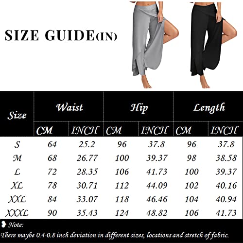 Wide Leg Yoga Pants Women's Plus Size Print Wide Leg Split Elastic Waistband Boho Pants Royal Blue Sweatpants For Women Xl #TOP4