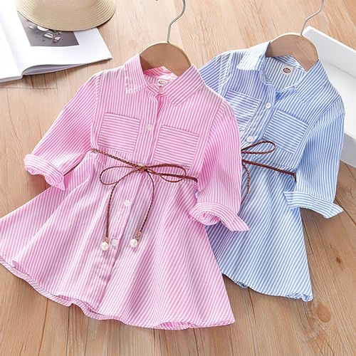 Kids Toddler Baby Girl Half/Long Sleeve Fashion Tunic Shirt Dress with Belt for Girl 1 to 5T4