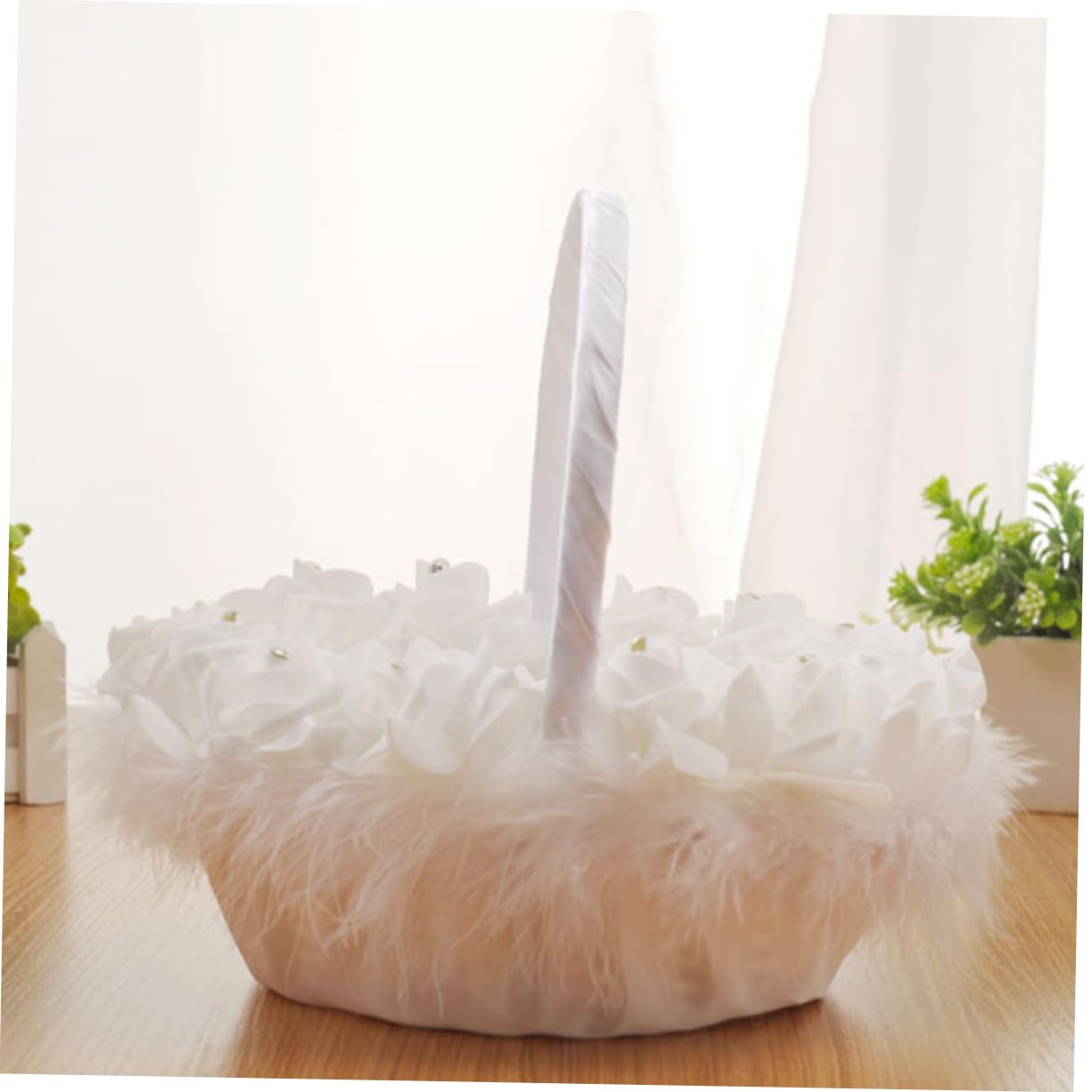 Hochzeitsblumenkorb Hl-5620-bs 2 Stück Gewebe Weiß für Hochzeitsfeier | Blumenmädchenkörbchen für Hochzeiten, Abschlussatmosphäre, Brautkorb als Partydeko