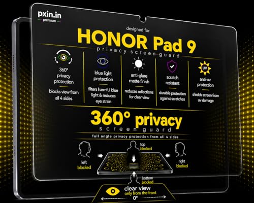 Image of Pxin 360 Pro Privacy Screen guard compatible with Honor Pad 9 | Anti Glare | Anti UV | Anti Blue | Anti Reflection | Privacy Filter | Unbreakable Build
