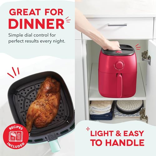 Image of Dash Tasti-Crisp Air Fryer - AirCrisp Technology - Compact Design with Adjustable Temperature Control - Nonstick Fry Basket & Auto Shut-Off Feature - 2.6 Quarts - Red