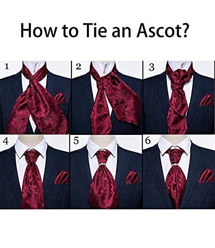 Image of DiBanGu Silk Woven Ascot Cravat with Pocket Square Set for Men