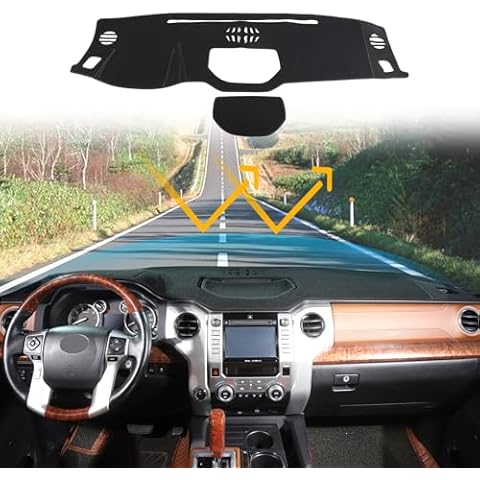 LLKUANG Terylene Carpet Dashmat Dash Mat Compatible withToyota Tundra 2014-2021 Car Dashboard Cover Sun Shade Pad,Anti-Slip Dash Board Accessories (Black) Cover