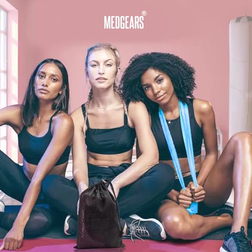 Image of Medgears Resistance Exercise Band for Workout, Stretching & Yoga | Natural Latex Thera Band for Home Gym, Strength Training, Pilates & Physiotherapy | Fitness Band for Men & Women- 5 Feet Each (Blue)